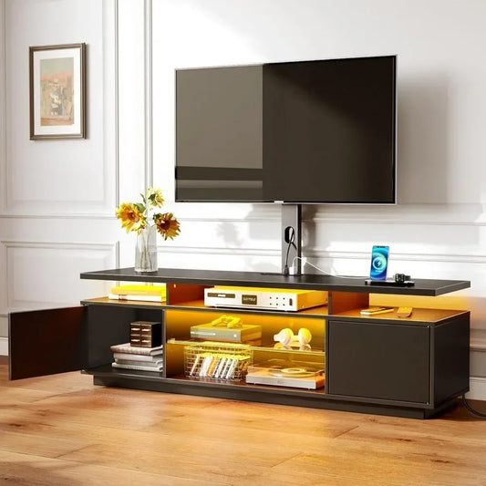 Entertainment Center with Height Adjustable Swivel Mount & LED Lights