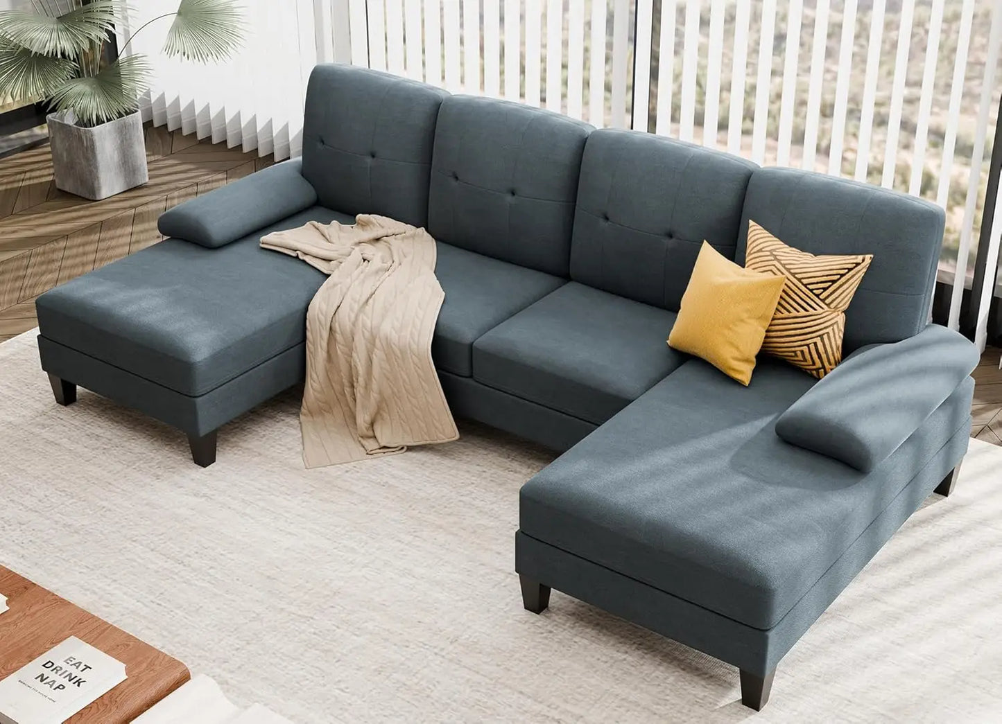 4 Seat U Shaped Sofa Sectional Couch