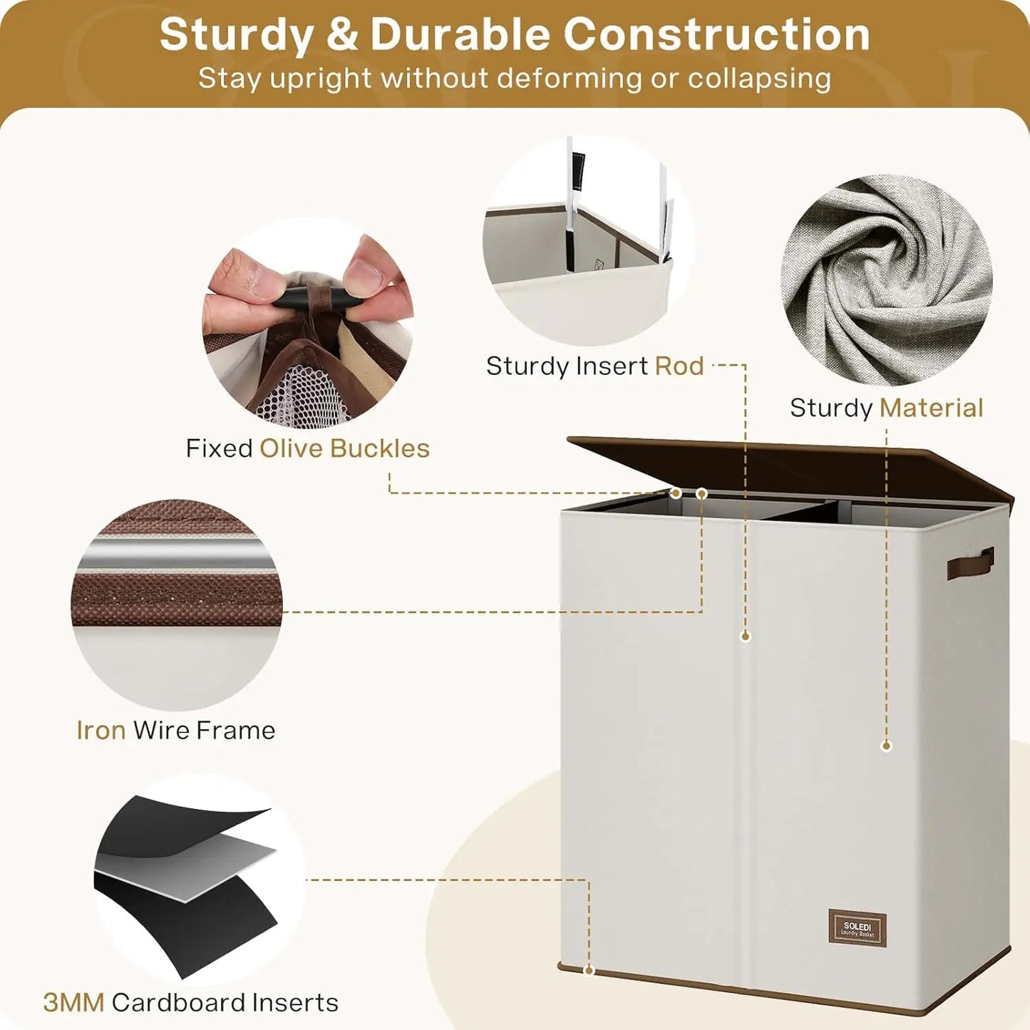 Double Laundry Hamper with Lid and Removable Bags