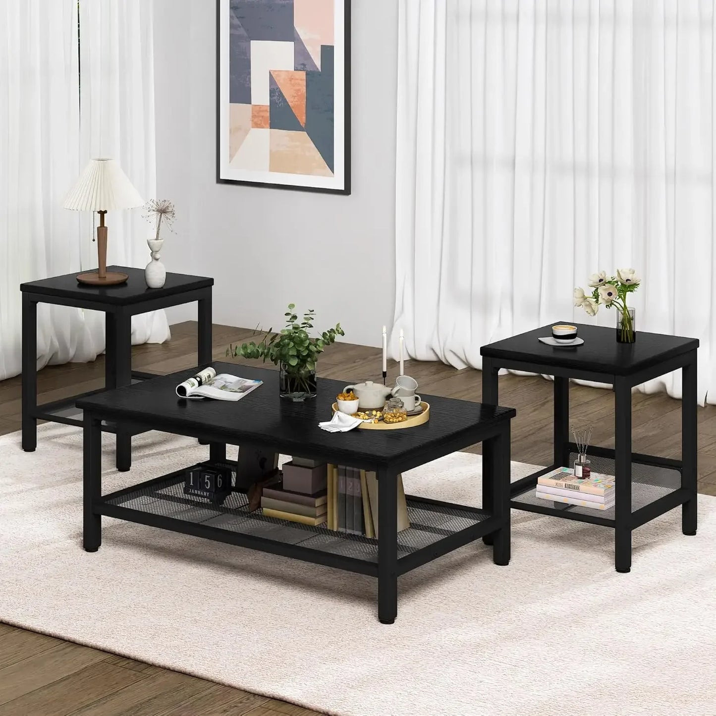 3 Pieces Living Room Table Set