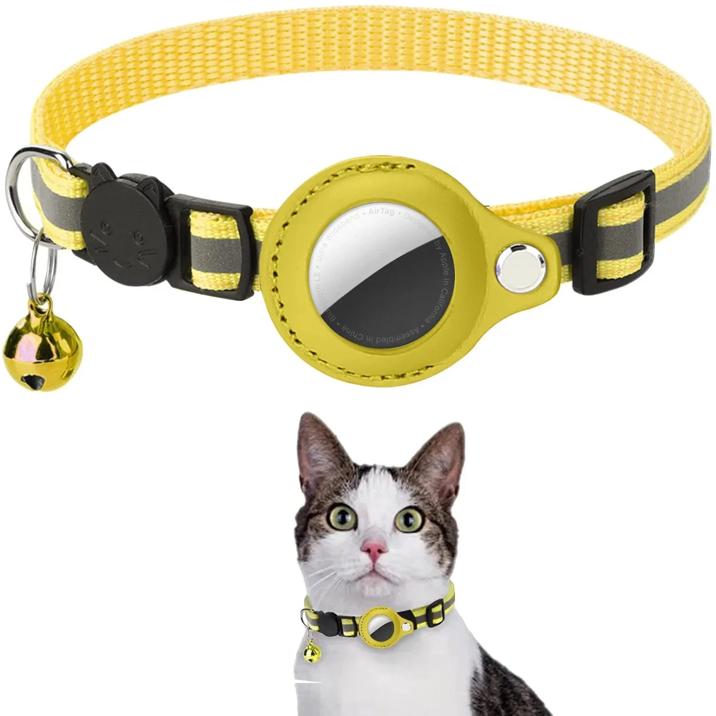 Adjustable Cat Collar w/ AirTag Slot And Reflective Strips