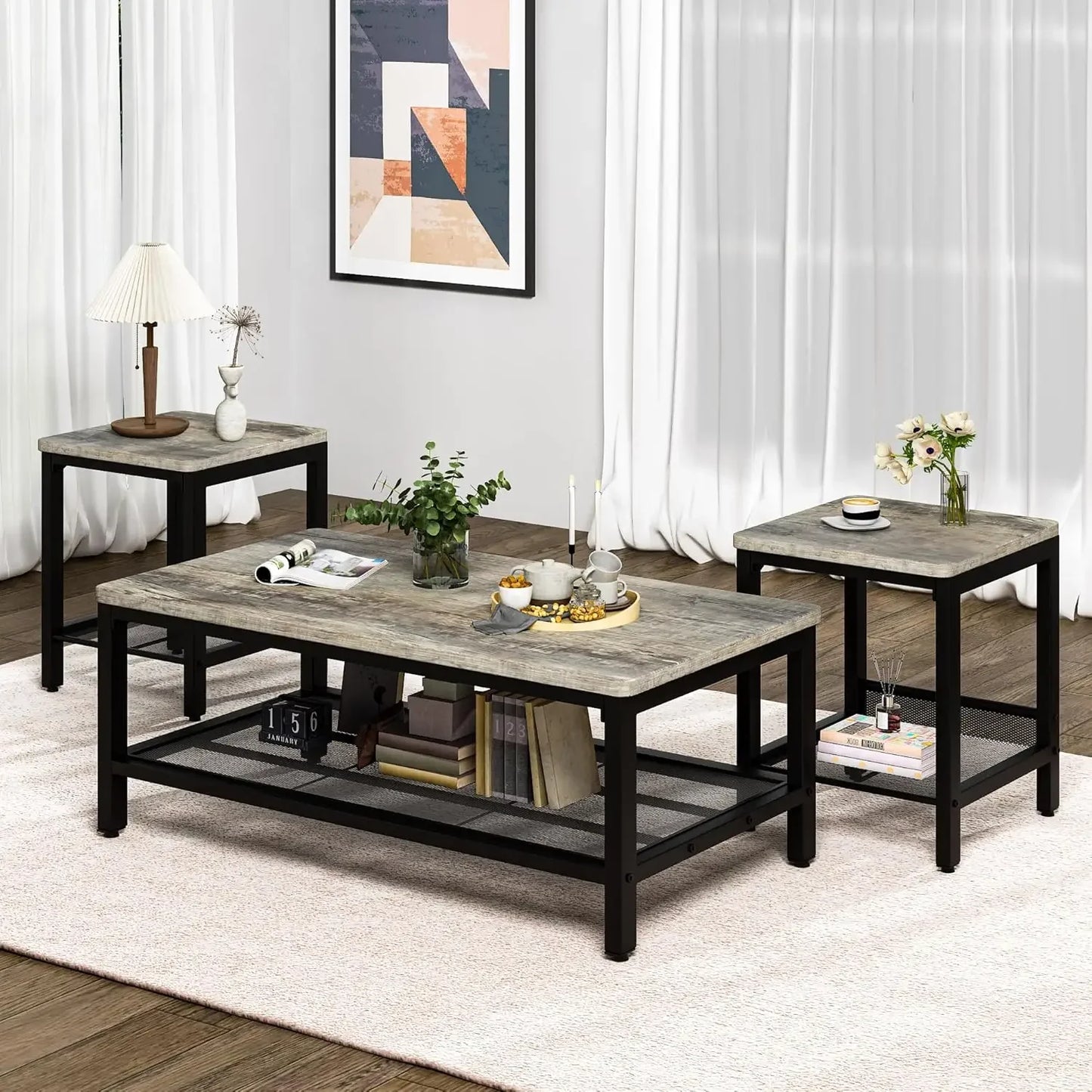 3 Pieces Living Room Table Set