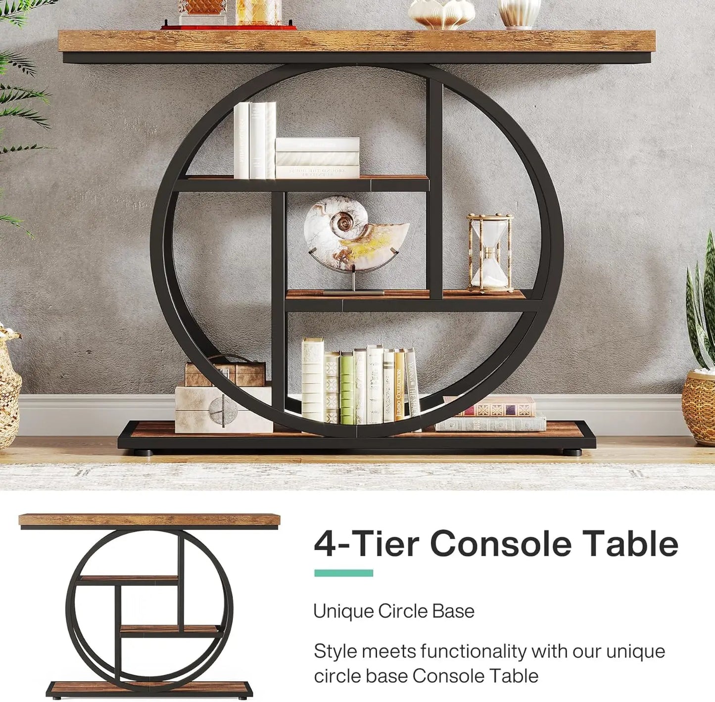 Industrial 4-Tier Console Table