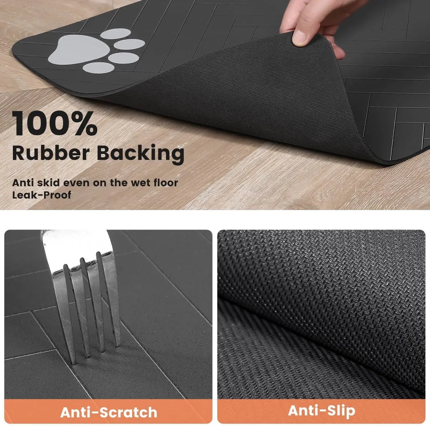 Quick Dry Pet Feeding Mat with Waterproof Rubber Backing