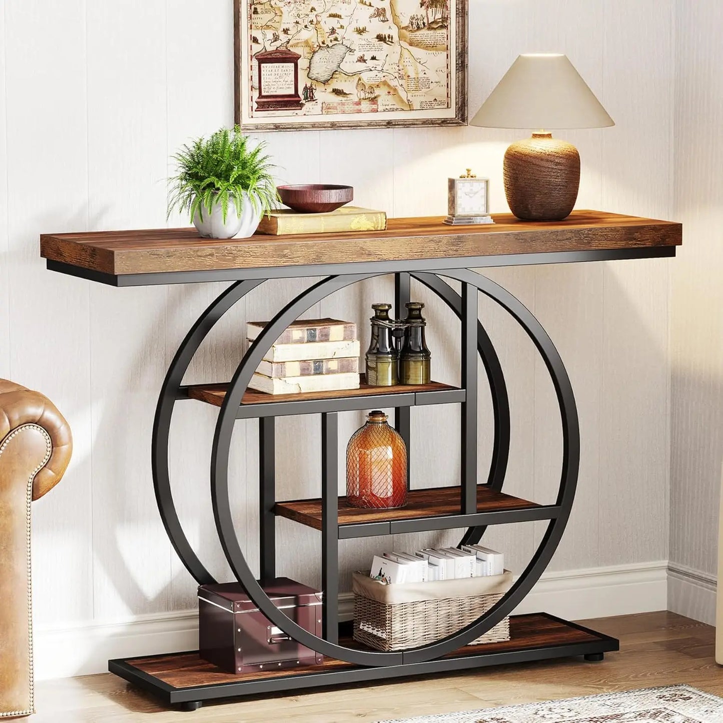 Industrial 4-Tier Console Table