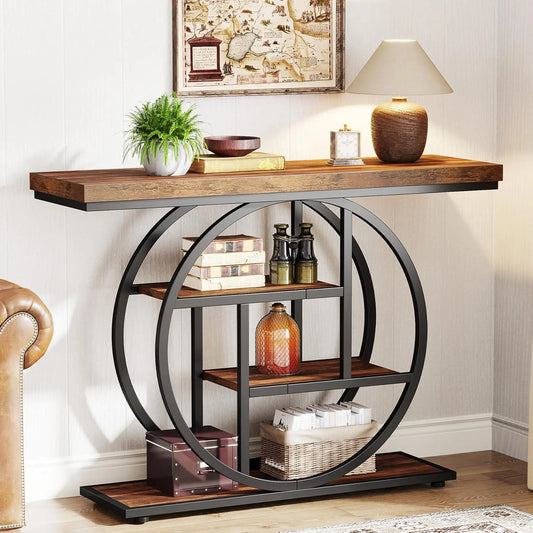 Industrial 4-Tier Console Table