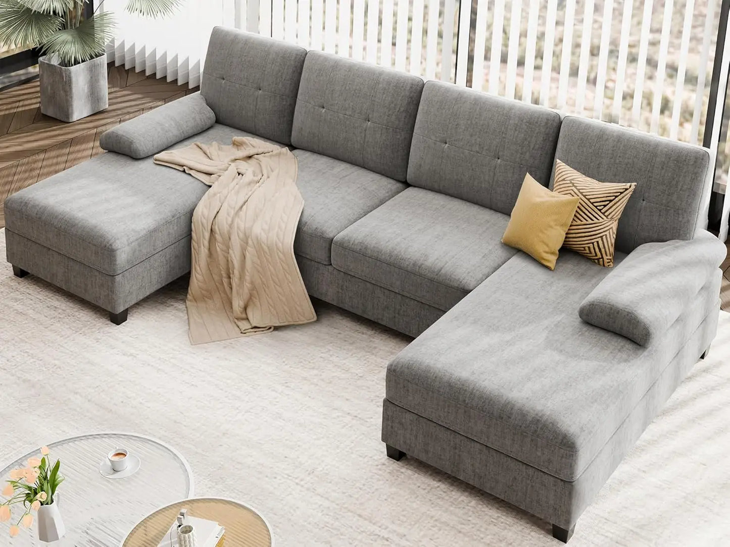 4 Seat U Shaped Sofa Sectional Couch