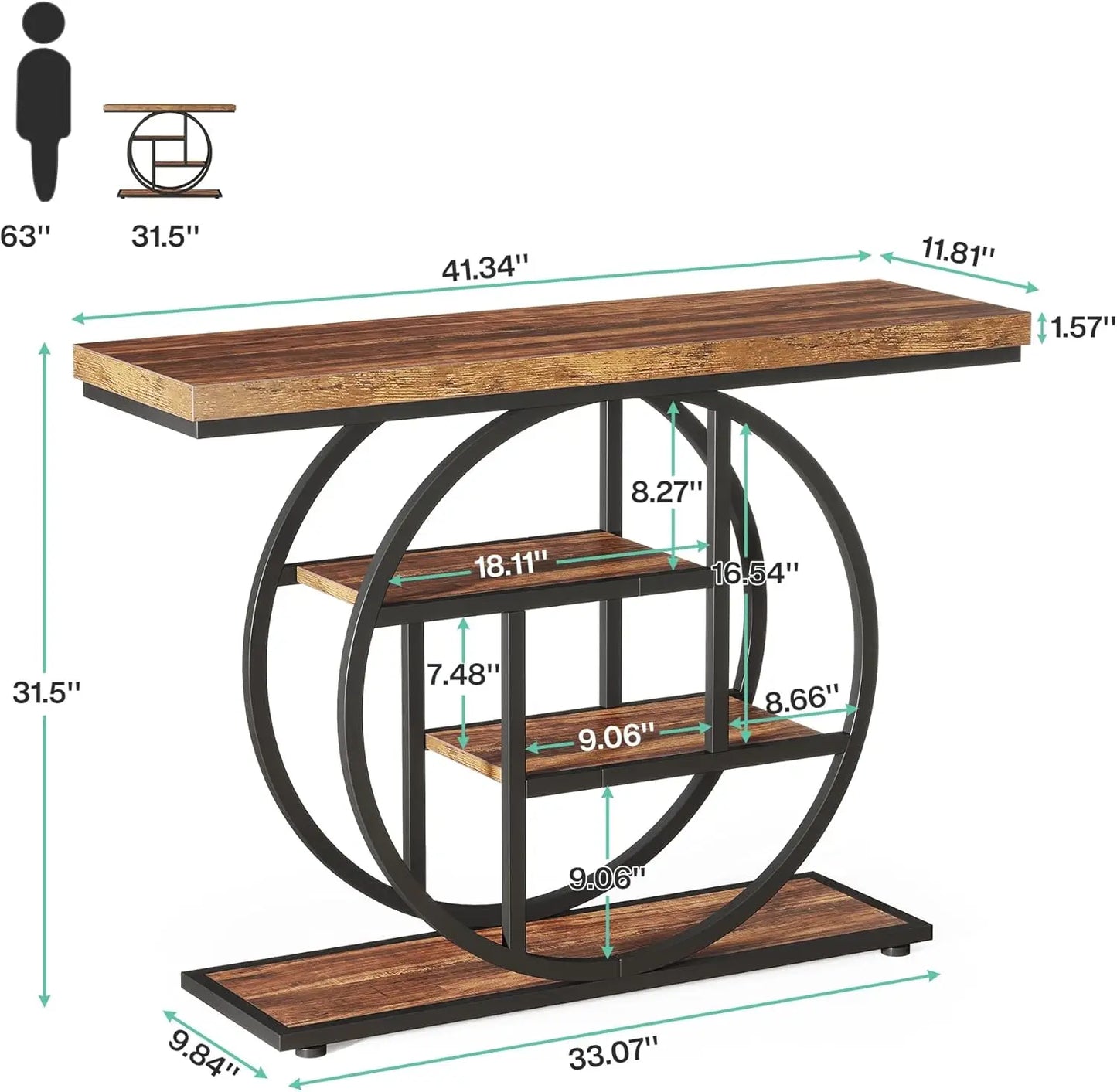 Industrial 4-Tier Console Table
