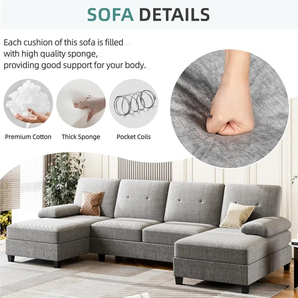 4 Seat U Shaped Sofa Sectional Couch
