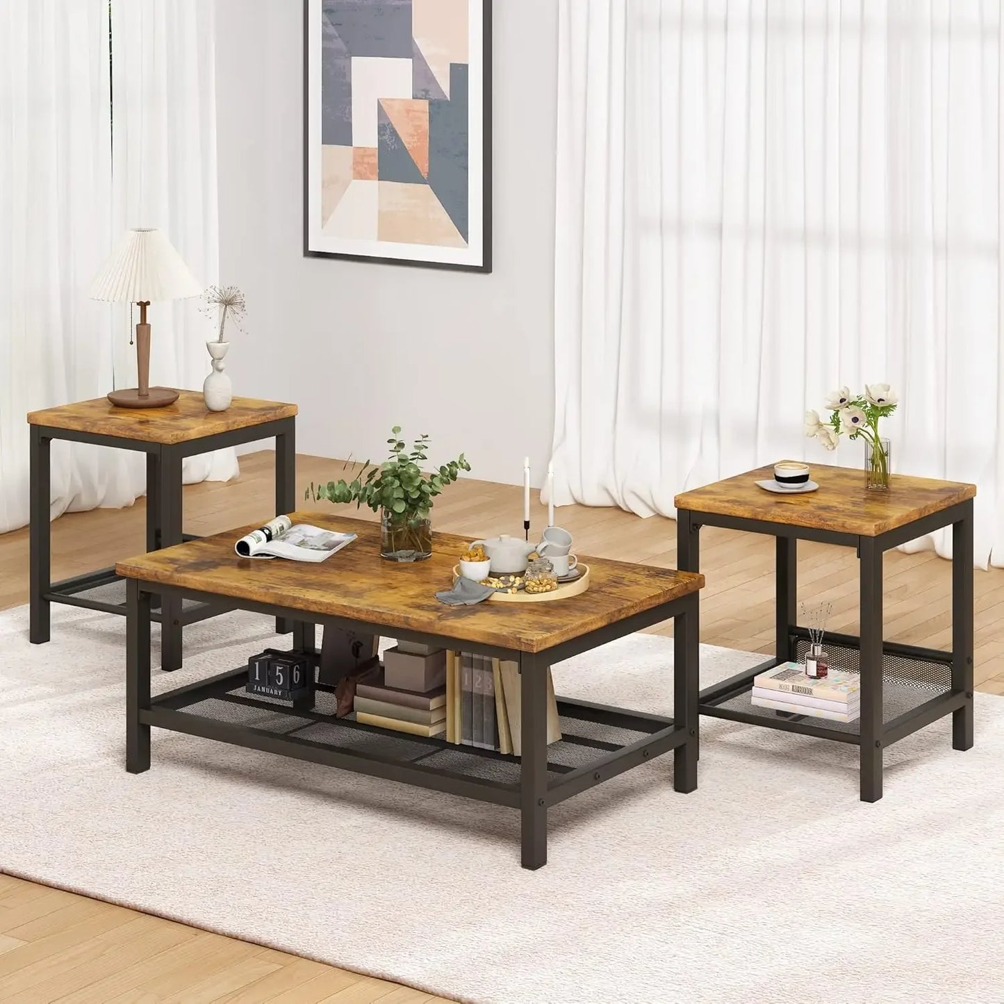 3 Pieces Living Room Table Set
