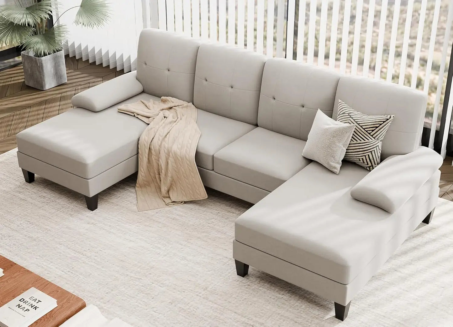 4 Seat U Shaped Sofa Sectional Couch