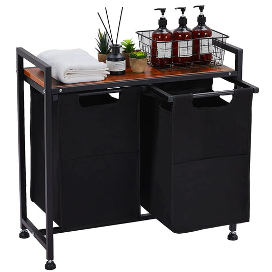 2 Section Laundry Sorter with Removable Laundry Bag